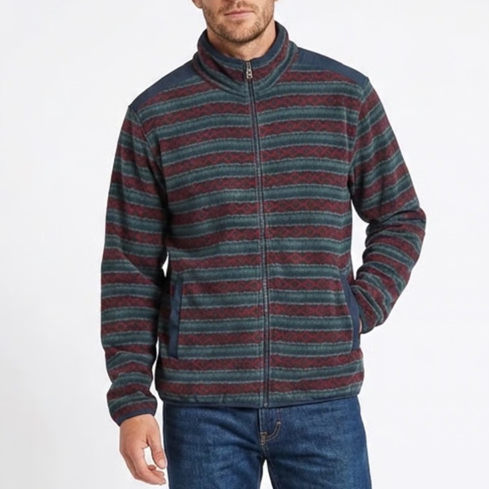 Original Use Mens XL Full Zip Fleece Jacket Navy Red Geometric Southwestern